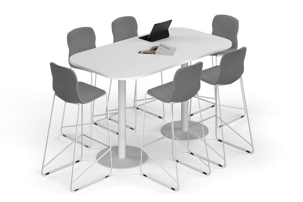 [NONE,SPCW1810.R.WT|0,729()] Sapphire Disc Base Counter Table - Large Rounded Corners [1800L x 1000W with Large Rounded Corners]