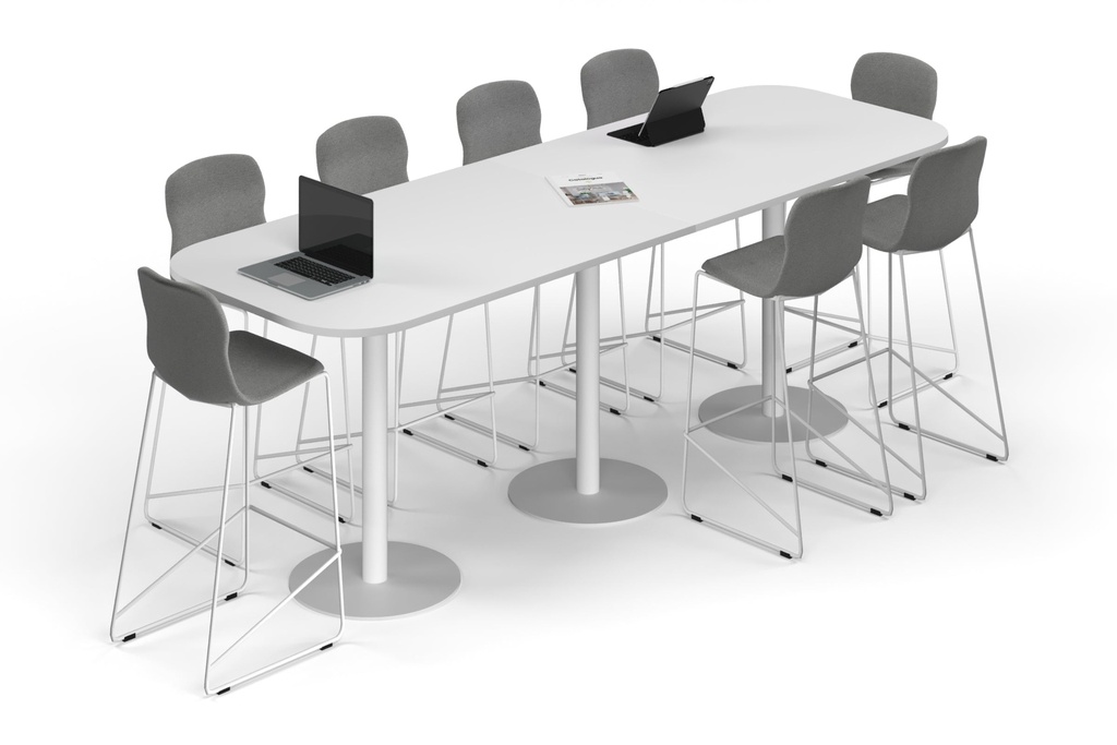 [NONE,SPCW3010.R.WT|0,936()] Sapphire Disc Base Counter Table - Large Rounded Corners [3000L x 1000W with Large Rounded Corners]