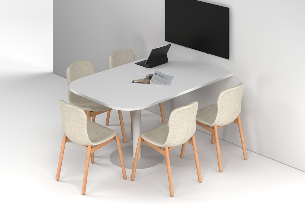 Sapphire Disc Base Half Meeting Table - Large Rounded Corners [1500L x 1000W with Large Rounded Corners]
