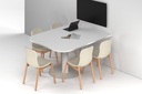 Sapphire Disc Base Half Meeting Table - Large Rounded Corners [1500L x 1200W with Large Rounded Corners]