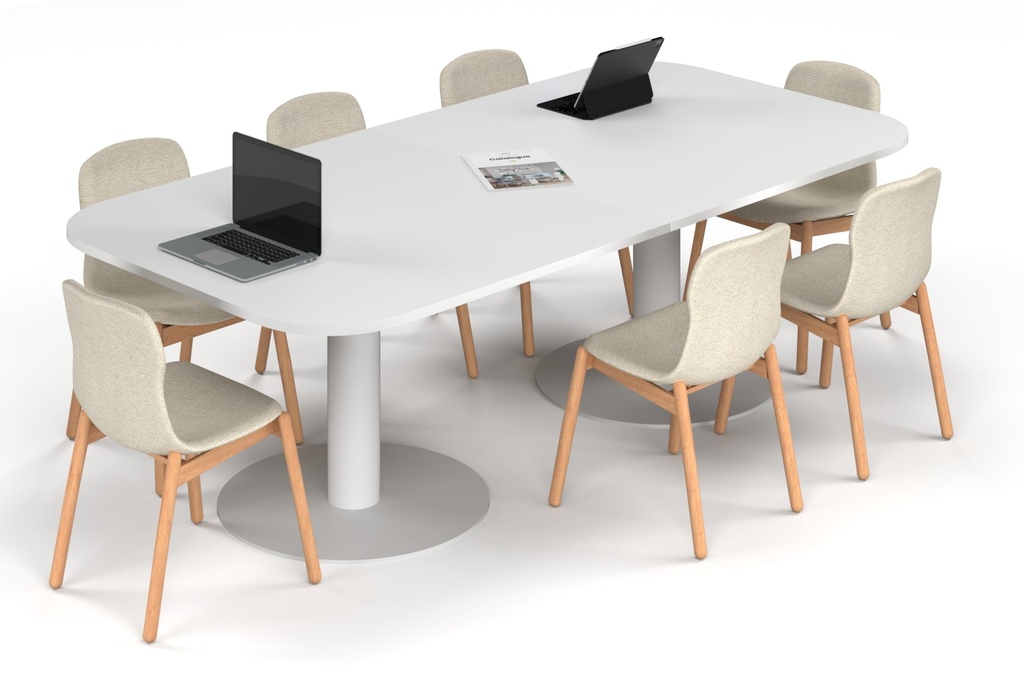 Sapphire Disc Base Boardroom Table - Large Rounded Corners [2400L x 1200W with Large Rounded Corners]