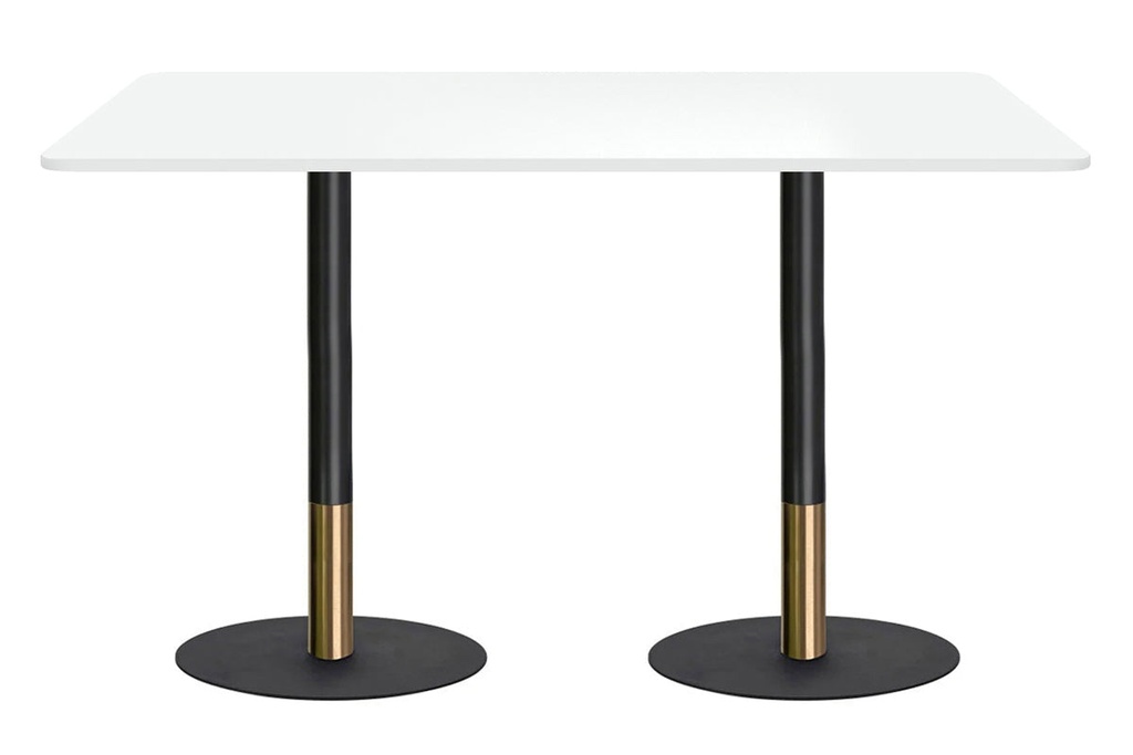 [NONE|0(BRIV45B-RG,BRIV45B-RG|414,0)] Rivoli Tall Bar/Counter Table - Black/Rose Gold - Black Disc Base [1200L x 700W]