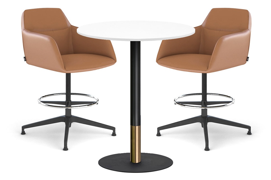 [NONE|0(BRIV45B-RG|207)] Rivoli Tall Bar Table Round Base Black/Rose Gold - Black Disc [600 mm]