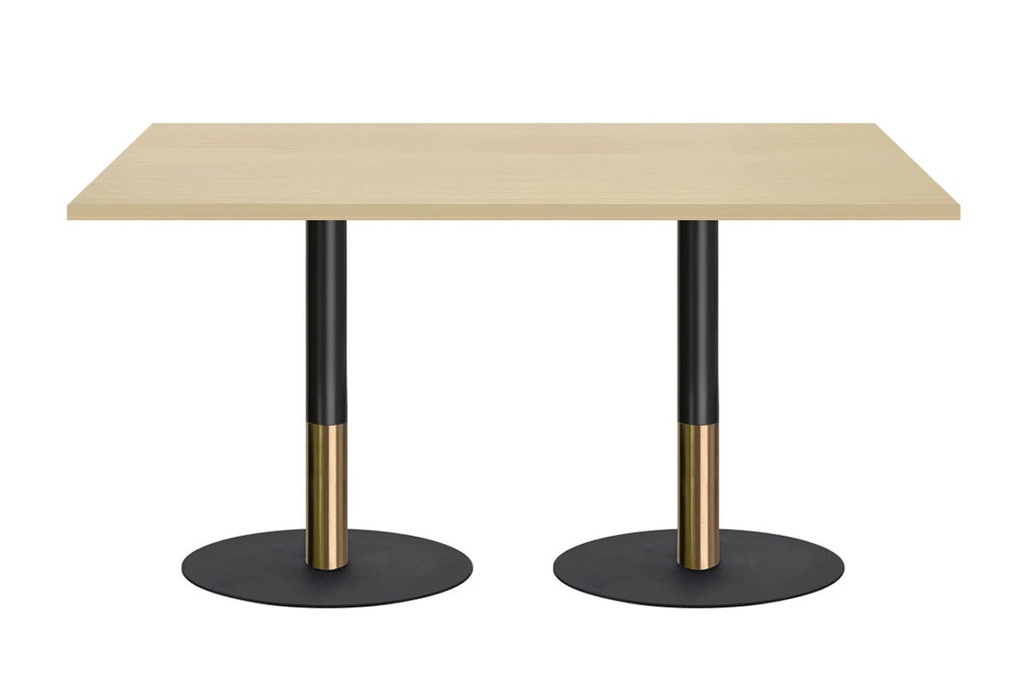 [NONE|0(RIV45B-RG,RIV45B-RG|384,0)] Rivoli Cafe Table - Black/Rose Gold - Black Disc Base [1200L x 700W]