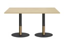 Rivoli Cafe Table - Black/Rose Gold - Black Disc Base [1200L x 700W]