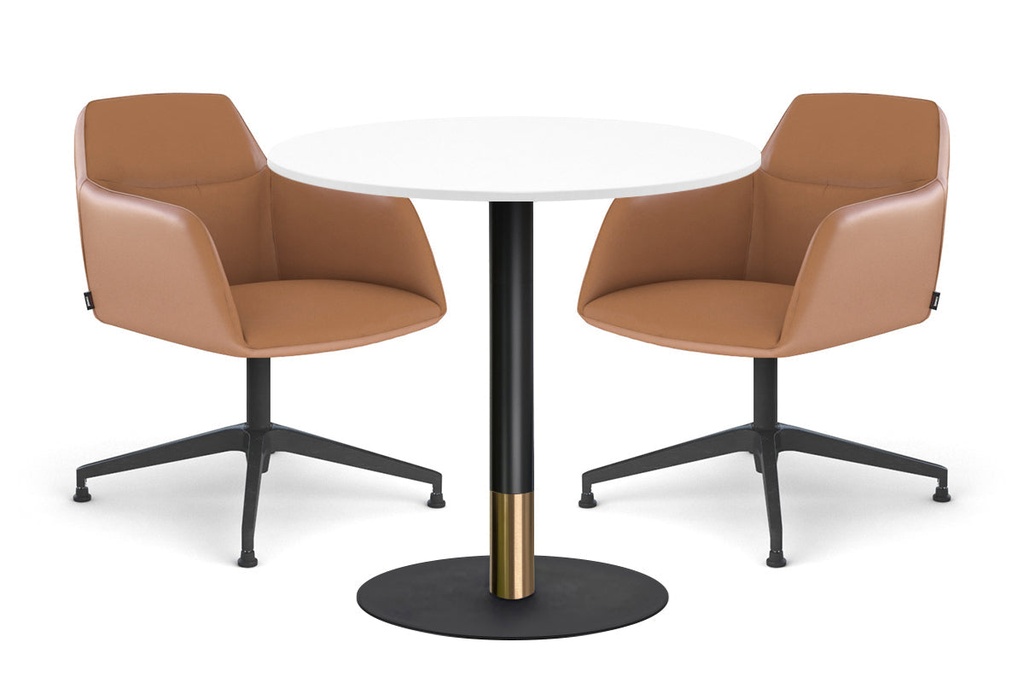 [NONE|0(RIV45B-RG|192)] Rivoli Cafe Table Round Base Black/Rose Gold - Black Disc [600 mm]