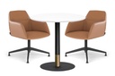 Rivoli Cafe Table Round Base Black/Rose Gold - Black Disc [600 mm]