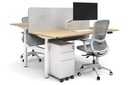 Flexi Premium Height Adjustable 2 Person H-Bench Workstation - White Frame [1600L x 800W with Cable Scallop]