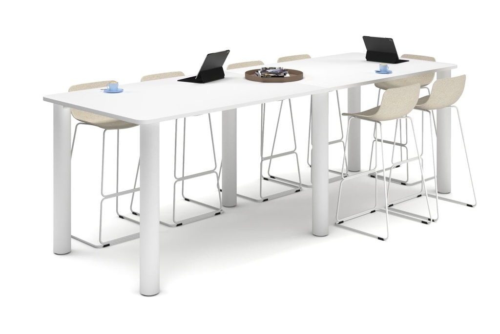 Quadro Cylinder Legs Large Counter Table - Rounded Corners [3200L x 1100W with Rounded Corners]