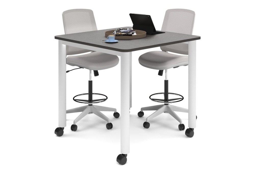 [QCCM1111.W.GD|741()] Quadro Cylinder Legs Mobile Large Counter Table - Rounded Corners [1100L x 1100W with Rounded Corners]