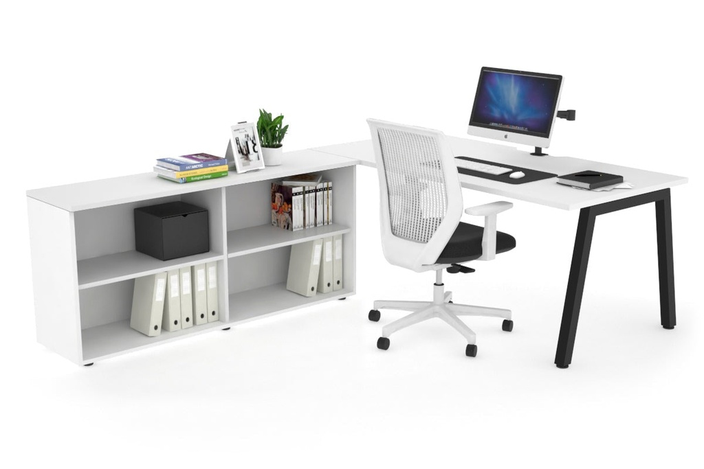 [QDA1808.B.WT,NONE,US0716BPT|341,0,525()] Quadro A Executive Setting - Black Frame [1800L x 800W with Cable Scallop]