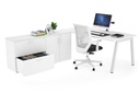 Quadro A Executive Setting - White Frame [1800L x 800W with Cable Scallop]
