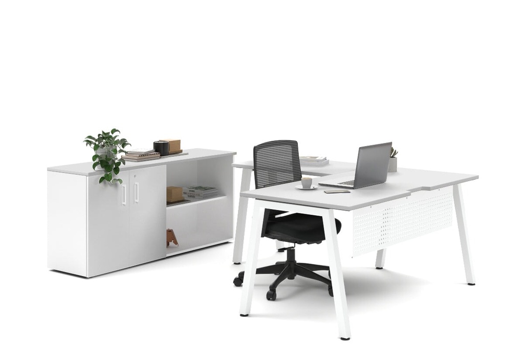[QDA1818.W.WT,LAT716OSPT.W,NONE|920,652,0()] Quadro A Legs L-Shaped Executive Setting - White Legs [1800L x 1800W with Cable Scallop]