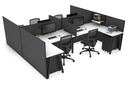 Quadro A Legs 4 Person Corner Workstation - H Configuration - Black Frame [1800L x 1800W with Cable Scallop]