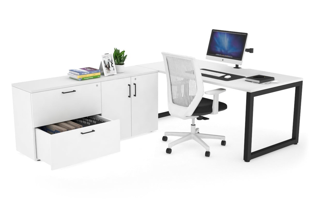 [QDL1608.B.WT,NONE,US0716BPT|538,0,525()] Quadro Loop Executive Setting - Black Frame [1600L x 800W with Cable Scallop]