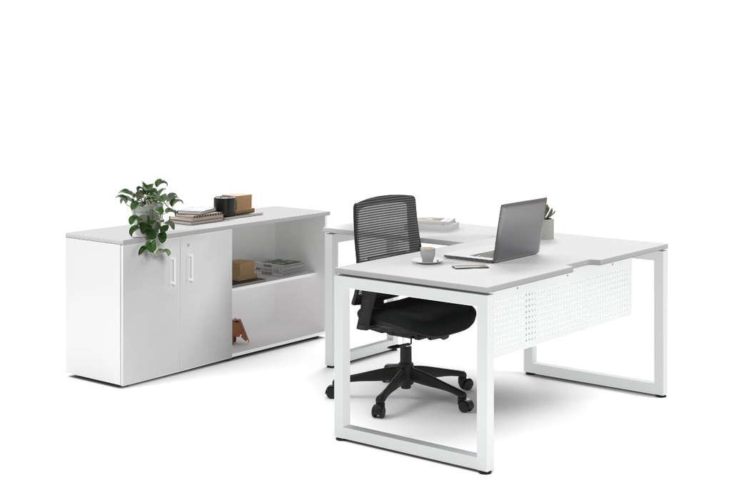 [QDL1617.W.WT,LAT716OSPT.W,NONE|956,652,0()] Quadro Loop Legs L-Shaped Executive Setting - White Legs [1600L x 1700W]