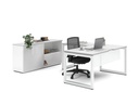 Quadro Loop Legs L-Shaped Executive Setting - White Legs [1600L x 1700W]