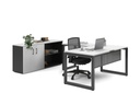 Quadro Loop Legs L-Shaped Executive Setting - Black Legs [1600L x 1800W with Cable Scallop]