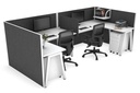 Quadro A Legs 2 Person Corner Workstation - U Configuration - White Frame [1400L x 1800W with Cable Scallop]