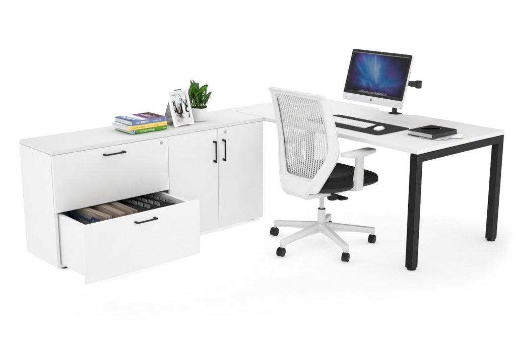 [QDS1808.B.WT,NONE,US0716BPT|352,0,525()] Quadro Square Executive Setting - Black Frame [1800L x 800W with Cable Scallop]