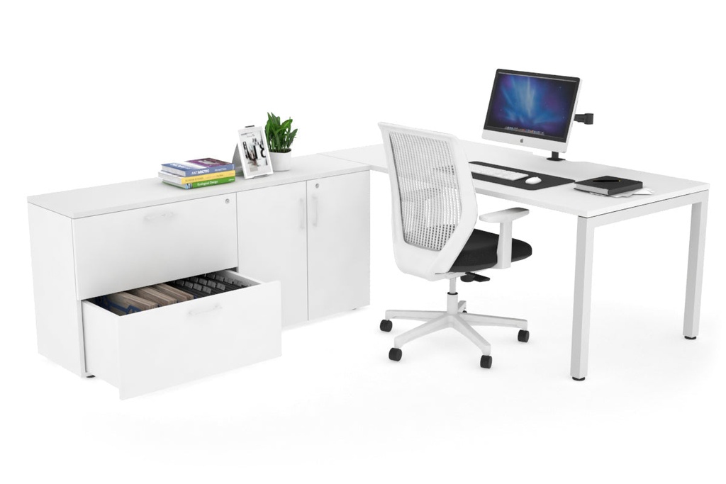 [QDS1808.W.WT,NONE,US0716BPT|352,0,525()] Quadro Square Executive Setting - White Frame [1800L x 800W with Cable Scallop]