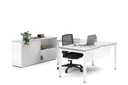 Quadro Square Legs L-Shaped Executive Setting - White Legs [1800L x 1800W with Cable Scallop]