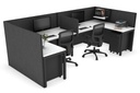 Quadro Square Legs 2 Person Corner Workstation - U Configuration - Black Frame [1800L x 1800W with Cable Scallop]
