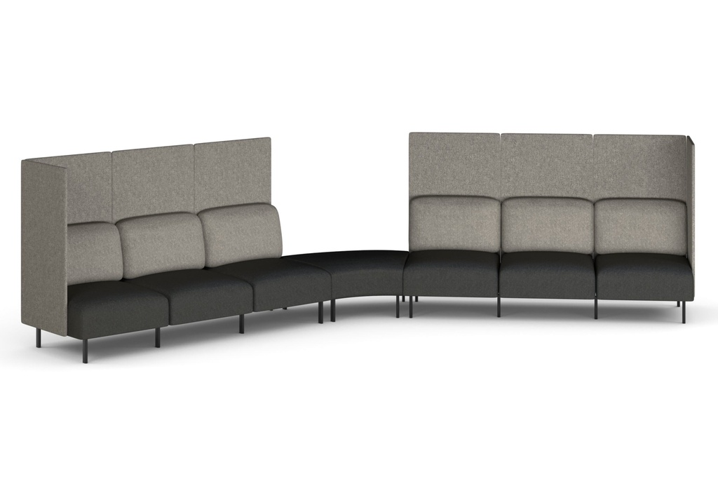 [SONA-7HAS-LG|5432()] Sona Modular Privacy Sofa 7 Seater Angle Lounge - High Back with Sides