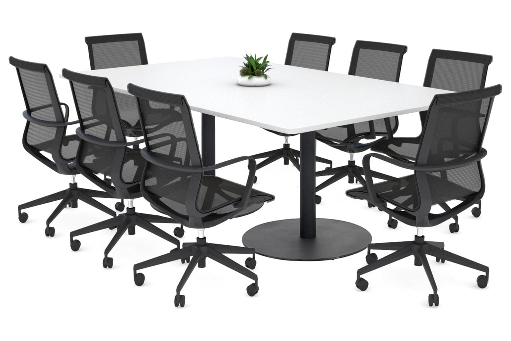 Sapphire Disc Base Boardroom Rectangle Table - Rounded Corners [1800L x 1100W with Rounded Corners]