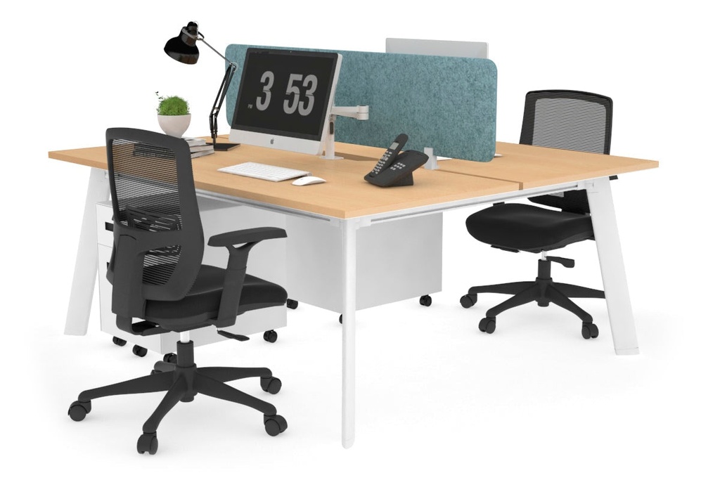 [STWP214PT,NONE|940,0()] Switch - 2 Person Workstation White Frame [1400L x 800W with Cable Scallop]