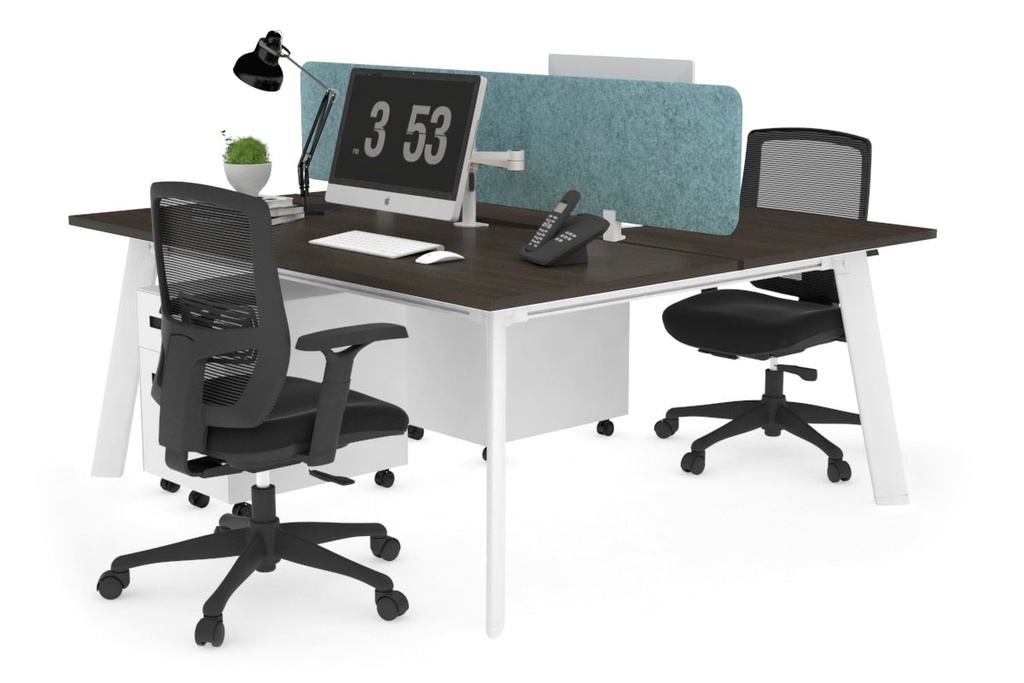 Switch - 2 Person Workstation White Frame [1600L x 800W with Cable Scallop]