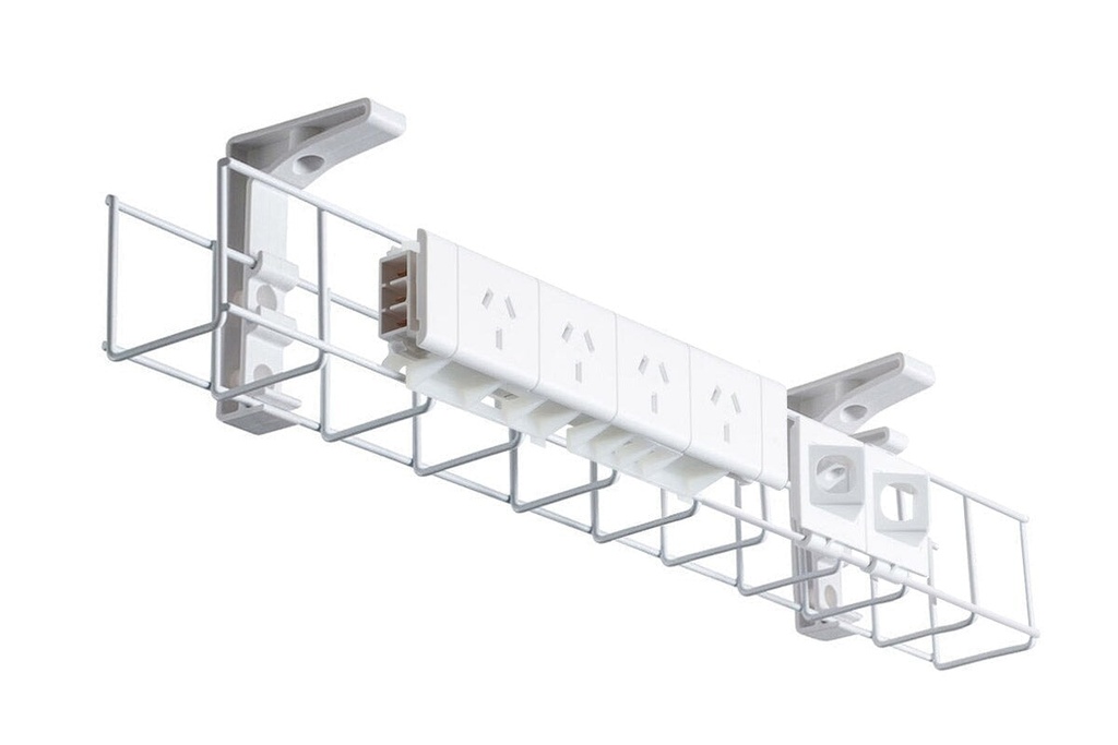 DPG Cable Management Basket Single Metal+Tray Include 4 Power 2 Data [950W x 105H]