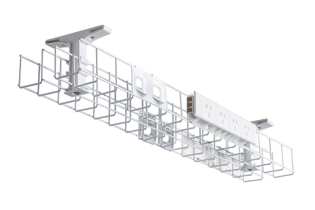 [WGT21550WT-WP,NONE,NONE|247,0,0()] DPG Cable Management Basket Back to Back Metal+Tray Include 2 x 4 Power 4 Data [1550W x 105H]