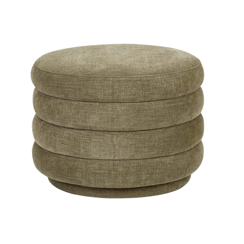 Kennedy Ribbed Medium Round Ottoman - Copeland Olive