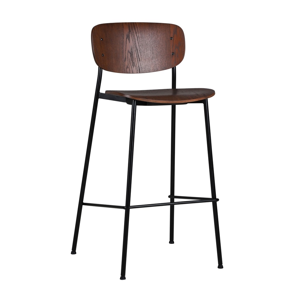 [LATHAN-BARSTOOL-WALNUT-ASH-BLACK-METAL-BS-LATH-X-BLACK-METAL] Lathan Barstool - Walnut Ash - Black Metal