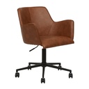 Lennox Office Chair - VINTAGE TAN PU - Black Metal