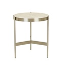 Venus Side Table - Natural Travertine - Brushed Stainless Steel