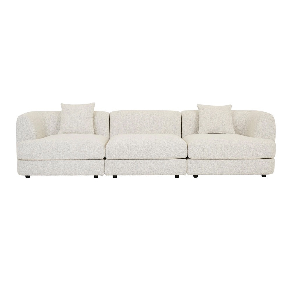 Madrid Curve 3-Seater Sofa - Grey Speckle Boucle