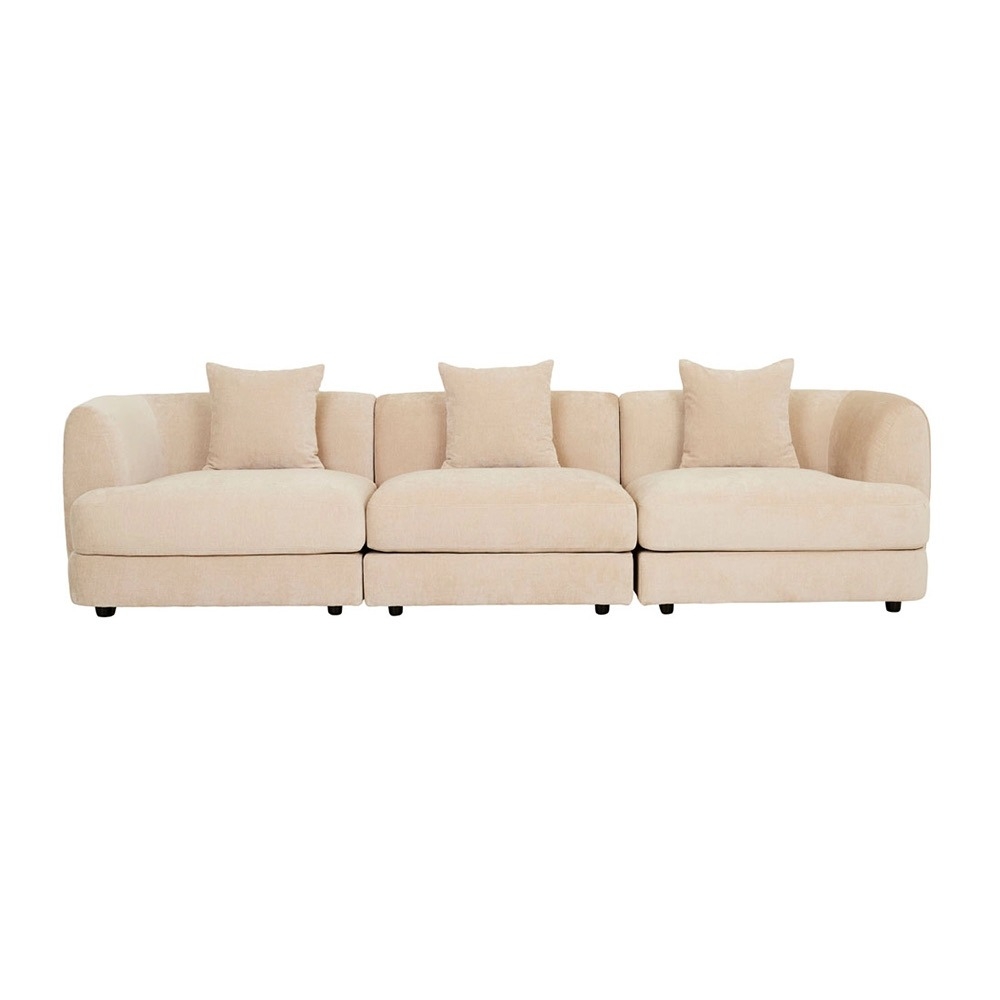 Madrid Curve 3-Seater Sofa - Soft Wheat