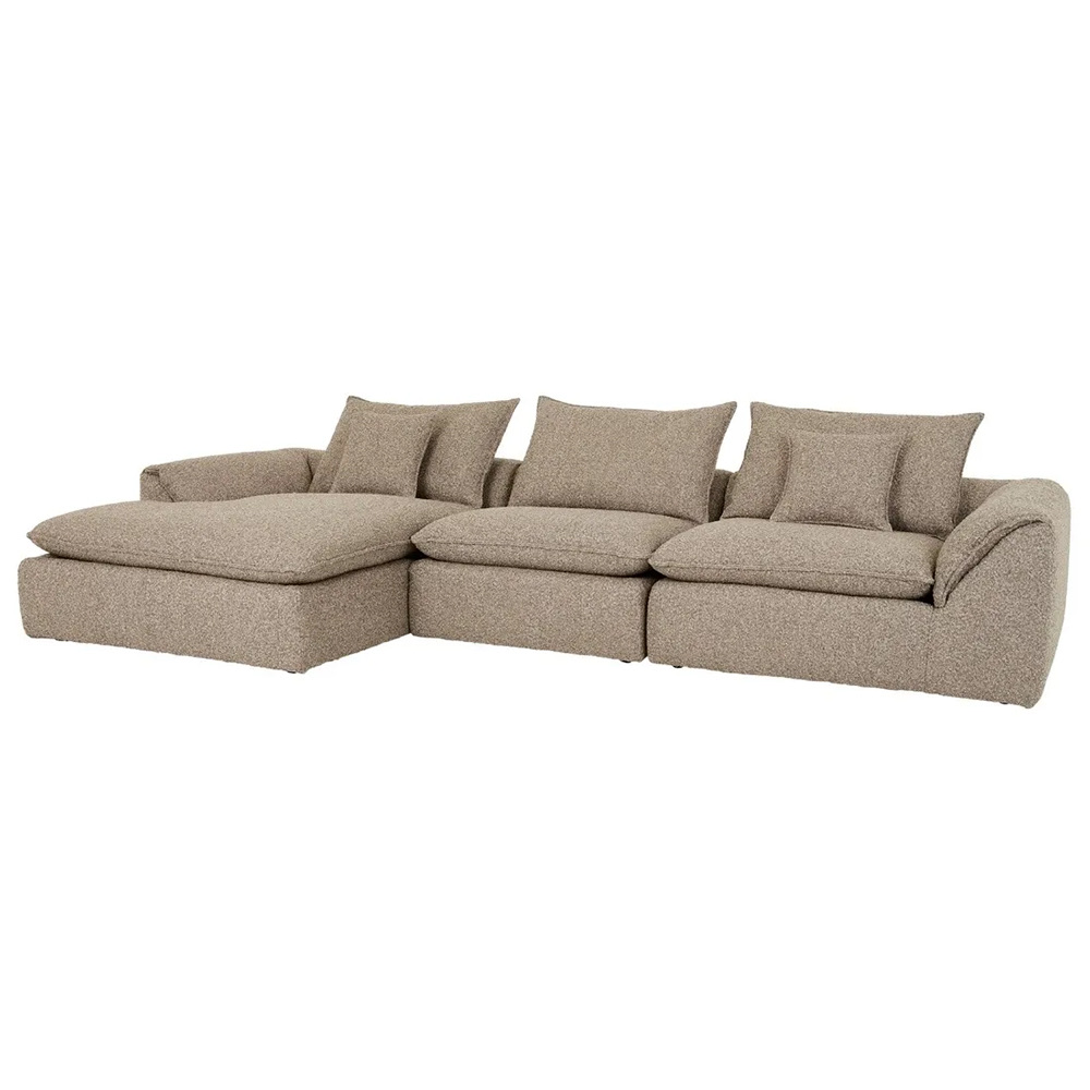Madrid Fold 3-Seater Sofa with Left Chaise - Mercury Boucle