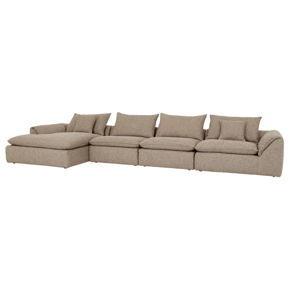 Madrid Fold 4-Seater Left Chaise Sofa - Mercury Boucle