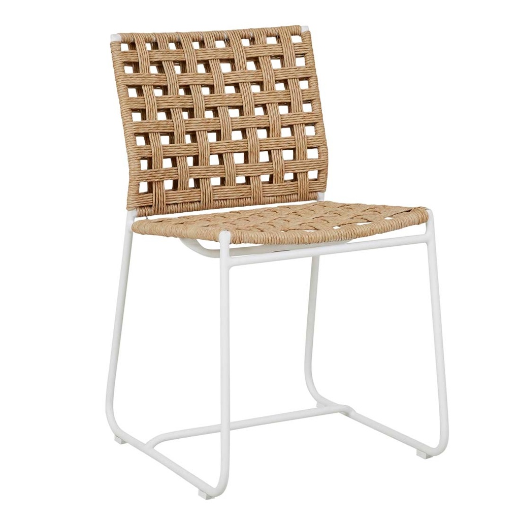 [MARINA-SQUARE-DINING-CHAIR-NATURAL-WHITE-CH-MARI-SQ-WHITE] Marina Square Dining Chair - NATURAL - White