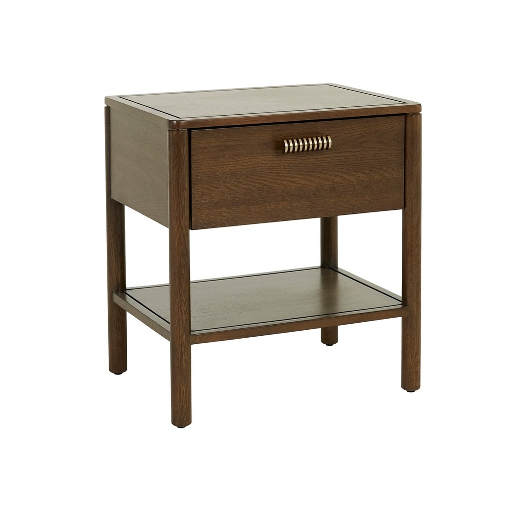 [MARLOW-BEDSIDE-CHOCOLATE-OAK-BRASS-SIDE-MARLOW-BRASS] Marlow Bedside - Chocolate Oak - Brass