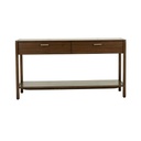 Marlow Console Table - Chocolate Oak - Brass