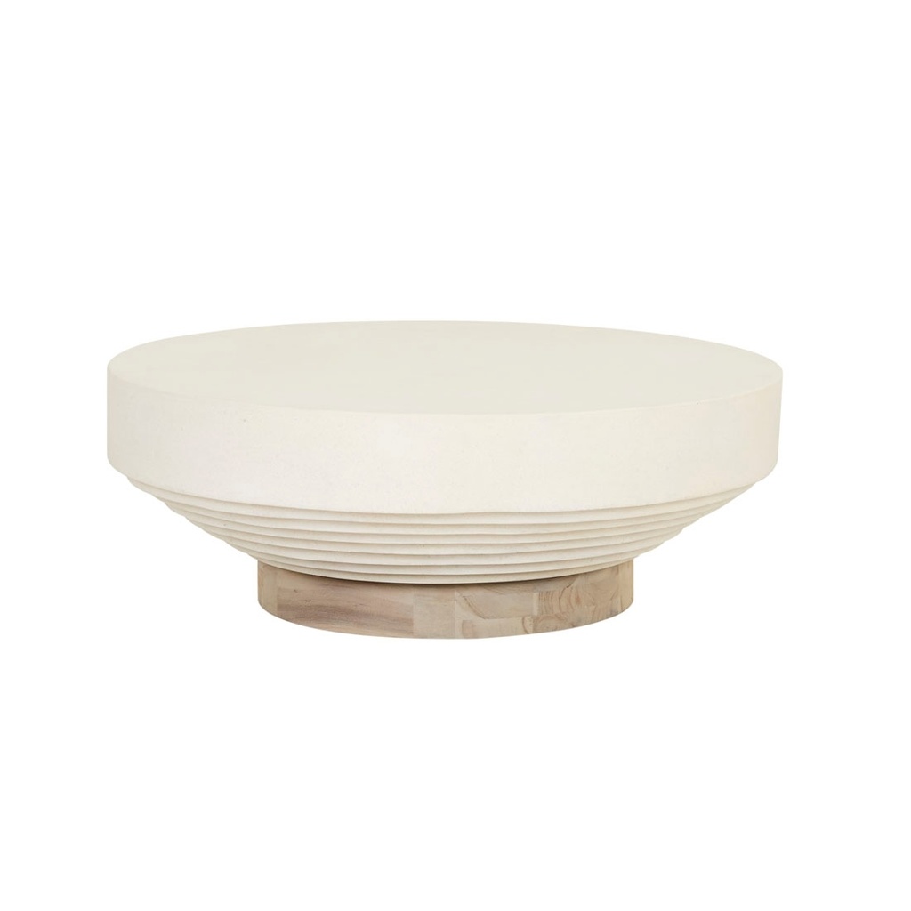 Mauritius Drum Coffee Table - White Fleck - Aged Teak