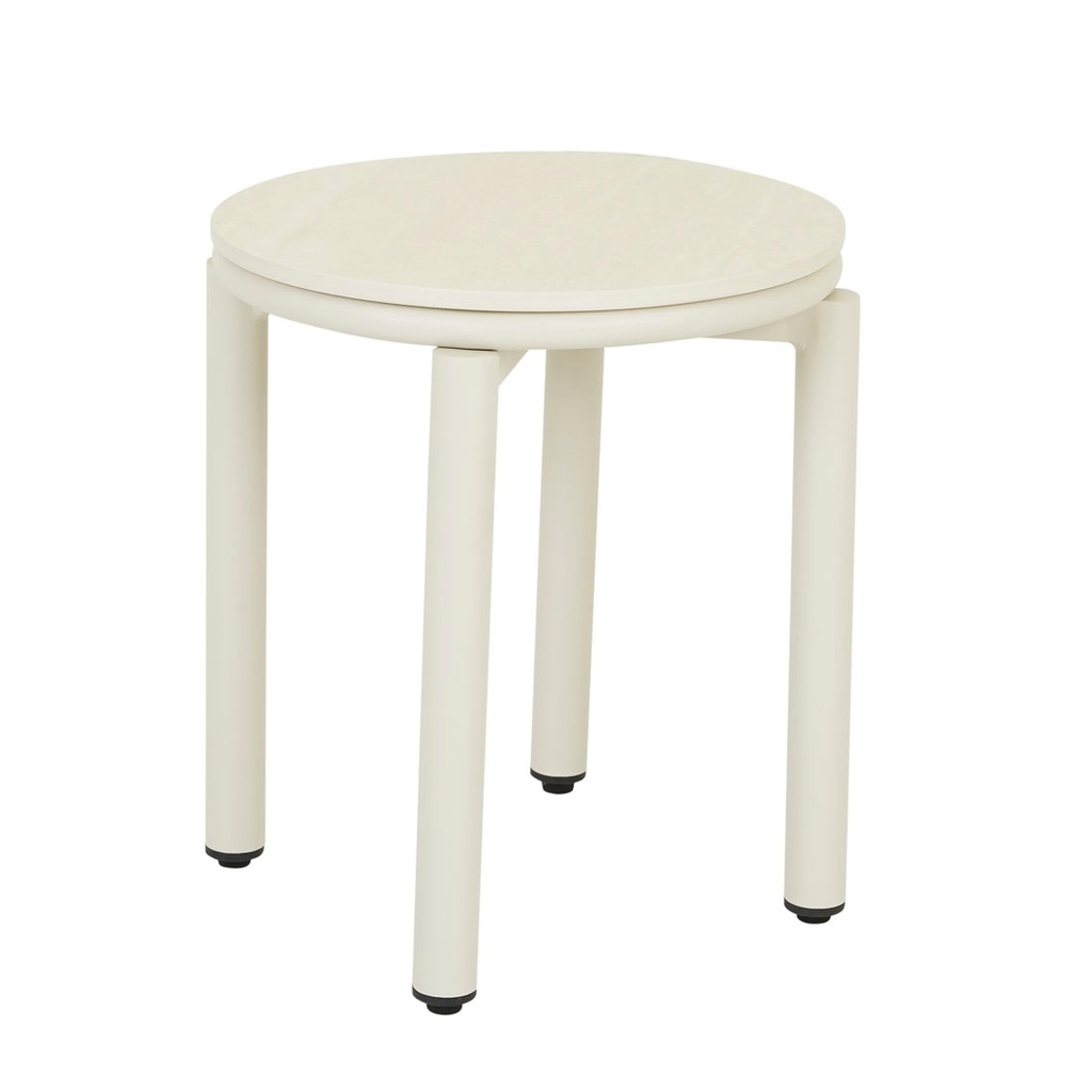 [MELBA-ROUND-SIDE-TABLE-FAUX-LIGHT-TRAVERTINE-SANDCASTLE-LTO-MELB-RD-SANDCASTLE] Melba Round Side Table - Faux Light Travertine - Sandcastle