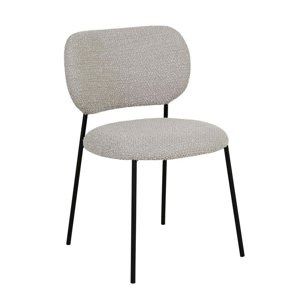 Miller Dining Chair - Taupe Boucle - Black Metal