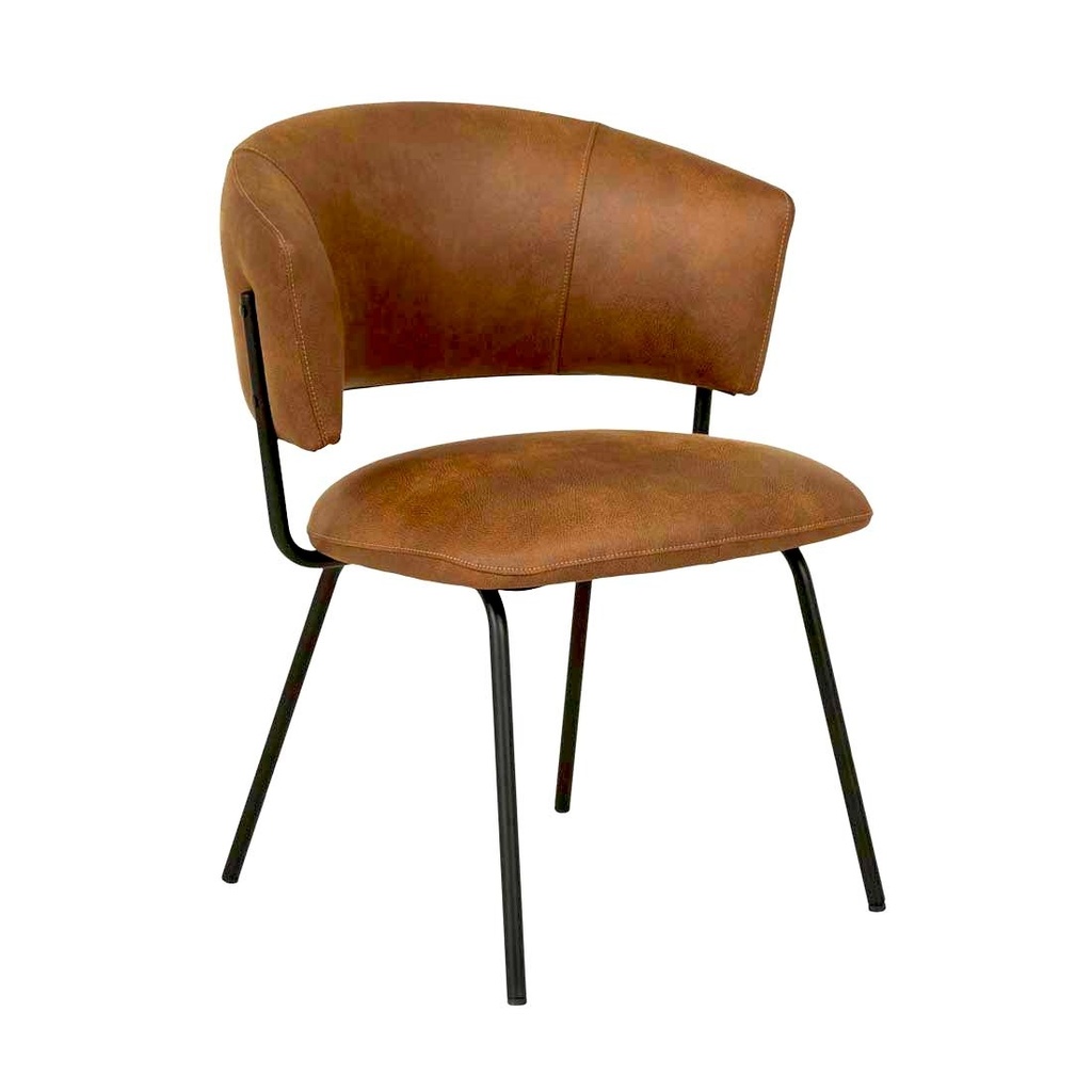 Mimi Dining Chair - Tan - Black Metal