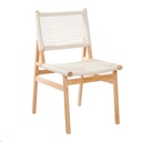 Mira Dining Chair - White Braid - Natural Teak