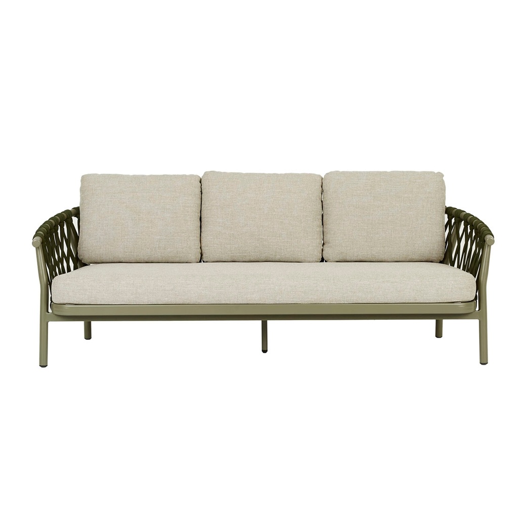Montroi Weave 3 Seater Sofa - Jungle Green - Natural